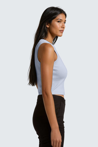 W MoonRib Cropped Tank - Ocean Light