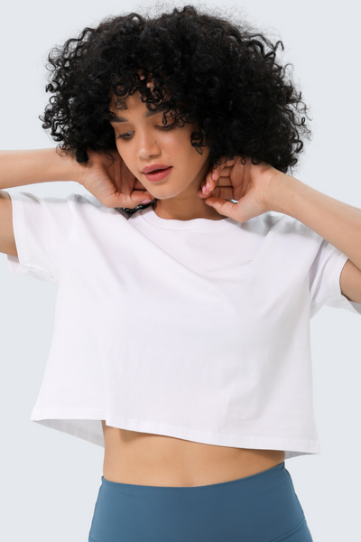 W Moon Tee Cropped - Snow