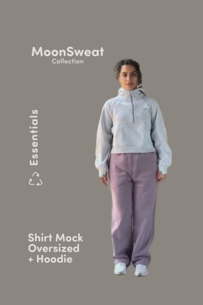 W MoonSweat Shirt Mock Oversized + Hoodie - Pebble Heather