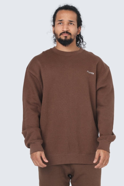 Rumi Earth - MU Moon Sweatshirt Fleece - Cocoa - R515005CAP - M - Tops