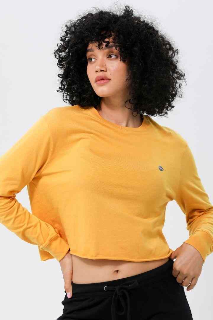 Rumi Earth - W Moon Cropped Tee Long - Sleeve - Turmeric - R111311TRP - 