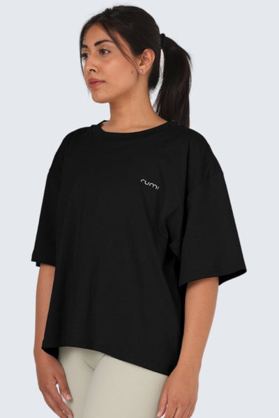 Rumi Earth - W Moon Tee Short Oversize - Black - R111122BKP - Tops