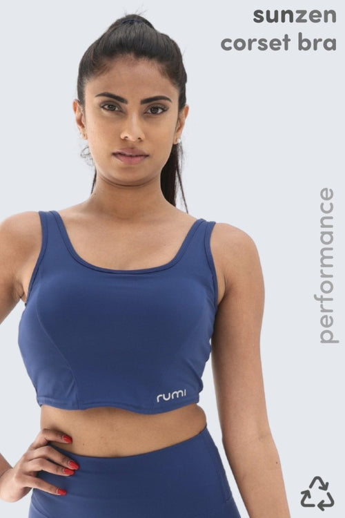 W Sun Corset Crop Top Bra - Cobalt